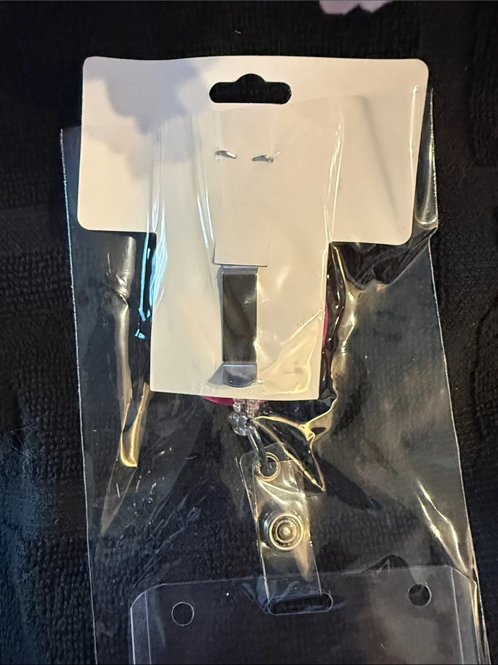 Pink Donut ID Badge Holder with Retractable Clip
